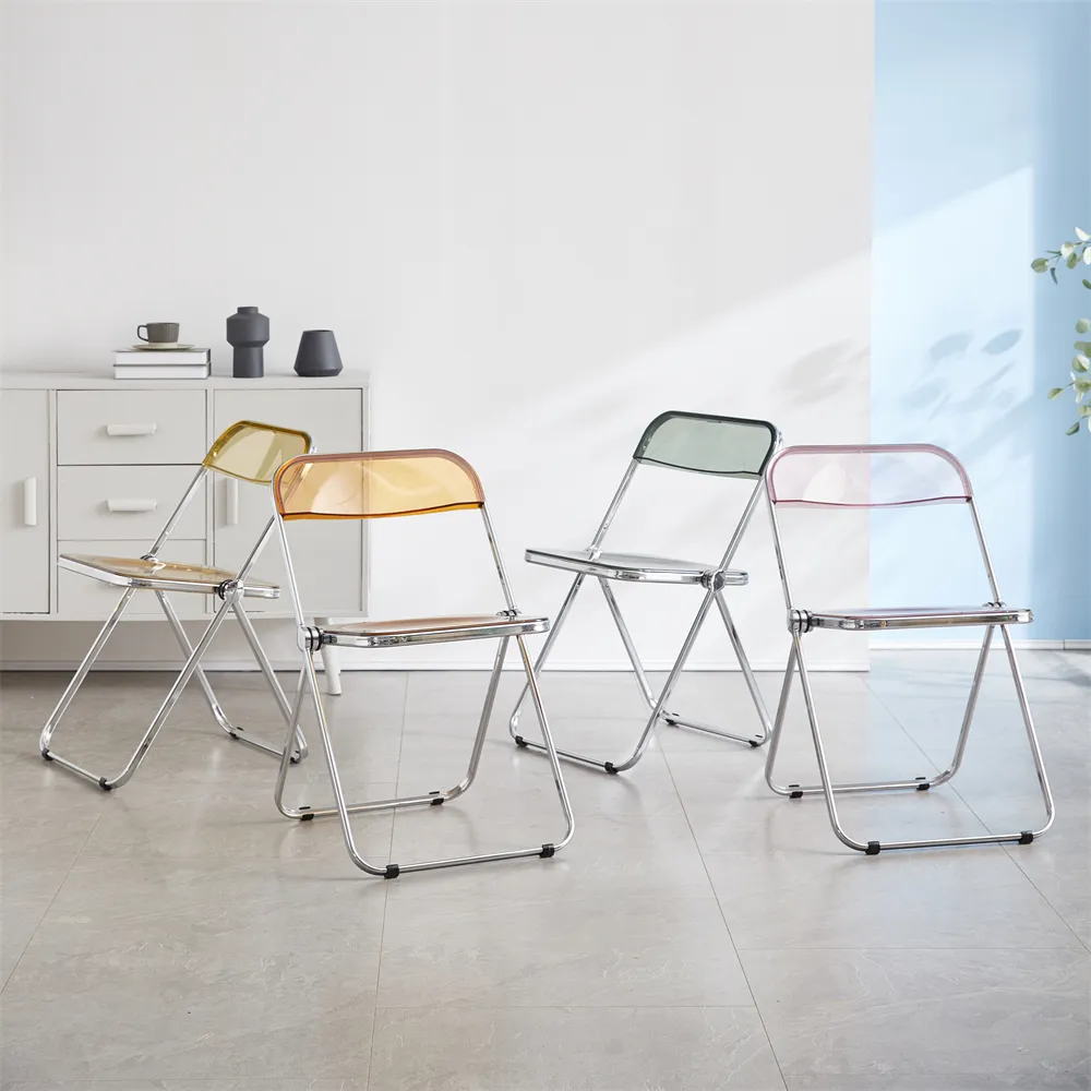 Chaise minimaliste en plastique transparente sans bras chaise pliante en plastique pour événements