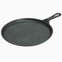 Wajan Besi Cor 26cm dengan Gagang Stainless Steel, Dasar Rata, Kompatibel Induksi, Aman untuk Mesin Cuci Piring, untuk Pancake, BBQ & Telur