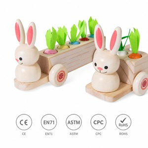 <span class=keywords><strong>Carrito</strong></span> de Conejo de Madera para Jugar a la Cosecha de Zanahorias, <span class=keywords><strong>Juguete</strong></span> Educativo Montessori para Niños Pequeños, Regalo de Madera Natural para Bebés, OEM - Product Image 4