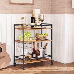 Étagère <span class=keywords><strong>de</strong></span> cuisine mobile avec casier à vin et porte-verre <span class=keywords><strong>Chariot</strong></span> <span class=keywords><strong>de</strong></span> bar en acier inoxydable-Personnalisation <span class=keywords><strong>Amazon</strong></span> - Product Image 3