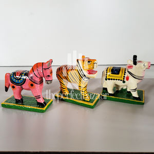 Paire de tigres en bois Art déco Décoration d'intérieur pour anniversaire - Product Image 4