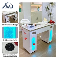 Table de manucure en bois au design moderne avec collecteur de poussière pour salon de manucure