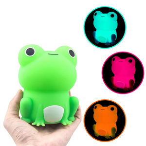 Cute Frog Silicone Night Light, Rechargeable Type-C Dimmable <b>Touch</b> Control Bedside <b>Lamp</b>,Portable Kids Gift for Girls Boys Babies - Product Image 1