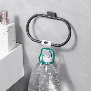 Wall Mounted Towel Rack Bathroom Towel Ring <b>Plastic</b> Round Towel Rack <b>Hook</b> Rings for Bathroom Kitchen Wall Door - Product Image 6