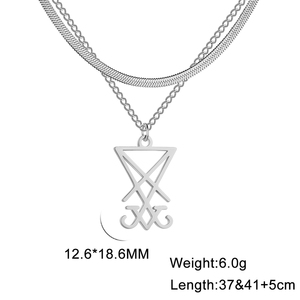 Sigil di lucifero collana ciondolo in acciaio inox doppio strato di serpente sigillo a catena di satana amuleto gioielli da donna - Product Image 2