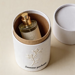 Custom Luxury Round Perfume Packaging Tube Embossed Biodegradable Cosmetic Fragrance <b>Gift</b> <b>Box</b> with Lid Perfume <b>Bottle</b> - Product Image 3