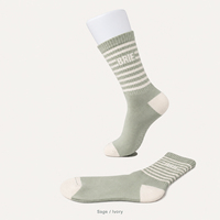 Chaussettes mi-mollet en jacquard de coton mélangé haute élasticité, idéales pour le printemps, le fitness quotidien, le jogging, antibactériennes, avec logo sur le bord.