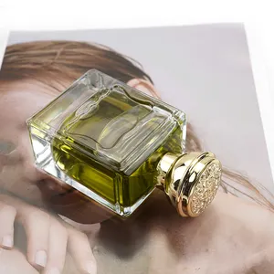 Square Transparent Empty Glass Parfum Bottle 100ml Luxury Perfume Bottles Refillable