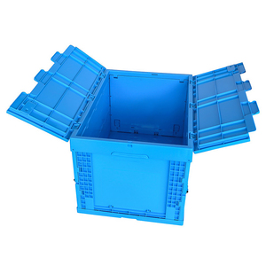 Caisse pliable industrielle empilable en plastique pour le transport et le déménagement avec couvercles - Product Image 4