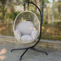 Vente en gros de chaise balançoire en forme d'œuf pour nid d'oiseau chaises suspendues en acier rotin PE pour patio hamac couleur personnalisée