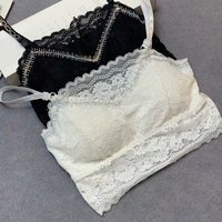 Top de tirantes de látex 521 con encaje y malla, estilo celebridad de internet, top de tubo de una línea para mujer