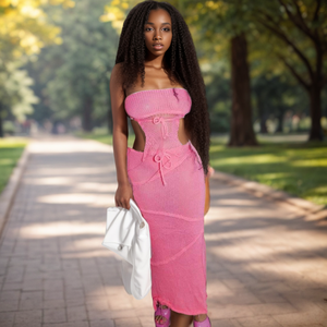 Conjunto de dos piezas de falda maxi sin espalda de tela de suéter sexy para mujer, modelos explosivos de moda - Product Image 4