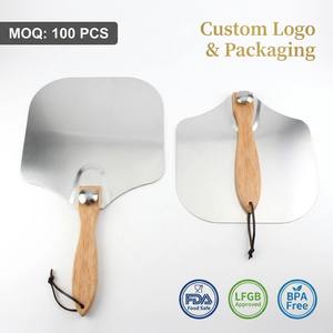 Pelle à pizza pliable en aluminium de <span class=keywords><strong>12</strong></span> pouces de qualité supérieure avec manche en chêne allongé, conforme aux normes FDA LFGB, accessoires de cuisson personnalisables avec logo - Product Image 1