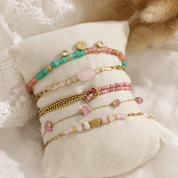 Bracelet superposé en perles de cristal colorées Gaovo, plaqué or 18 carats, en acier inoxydable résistant au ternissement, bijoux de mode pour femmes