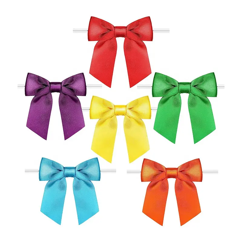 Factory Wholesale Custom Christmas Mini Self Adhesive Bows Satin Gift Ribbon Bow