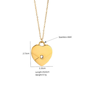 Collier à breloques tendance en acier inoxydable <span class=keywords><strong>de</strong></span> haute qualité, breloques cœur dorées DIY pour femmes - Product Image 3