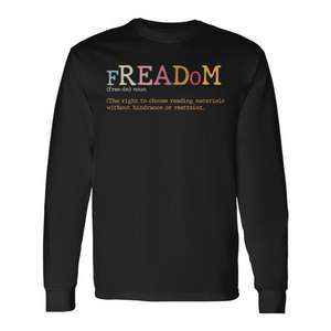 T-shirt promotionnel à manches longues « Définition de la liberté » pour la lecture de livres interdits avec graphique « Je lis » - Product Image 1
