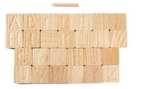Ensemble de tampons en bois à 26 lettres, outil d'apprentissage interactif parent-enfant pour l'orthographe, décoration de jardin ou cadeaux de fête