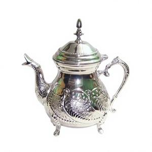 New Arrival Custom Made Medium Size Silver Plated Premium Quality Brass <b>Teapot</b> Arabic Design Best Price Low MOQ Coffee Tea <b>Sets</b> - Product Image 1