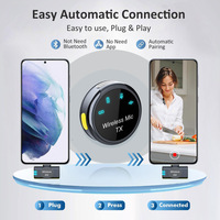 Micrófono Lavalier Inalámbrico Magnético, Estuche de Carga Portátil LED iOS, Uso de Teléfono de Mano, Grabación de Vídeo en Vivo, 1 Arrastre 2