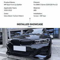 Splitter Bumper Depan Mobil G20 G28 Gloss Black Carbon Fiber Look Spoiler Dagu Depan untuk BMW Seri 3 G20 G28 2020-2022