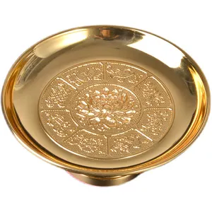 Plaque ronde Lotus décorative d'intérieur Style bouddhiste, plateau de service fruits sur socle en métal doré, 5 "/6"/7 "/8"/10 "/12", 20 pièces