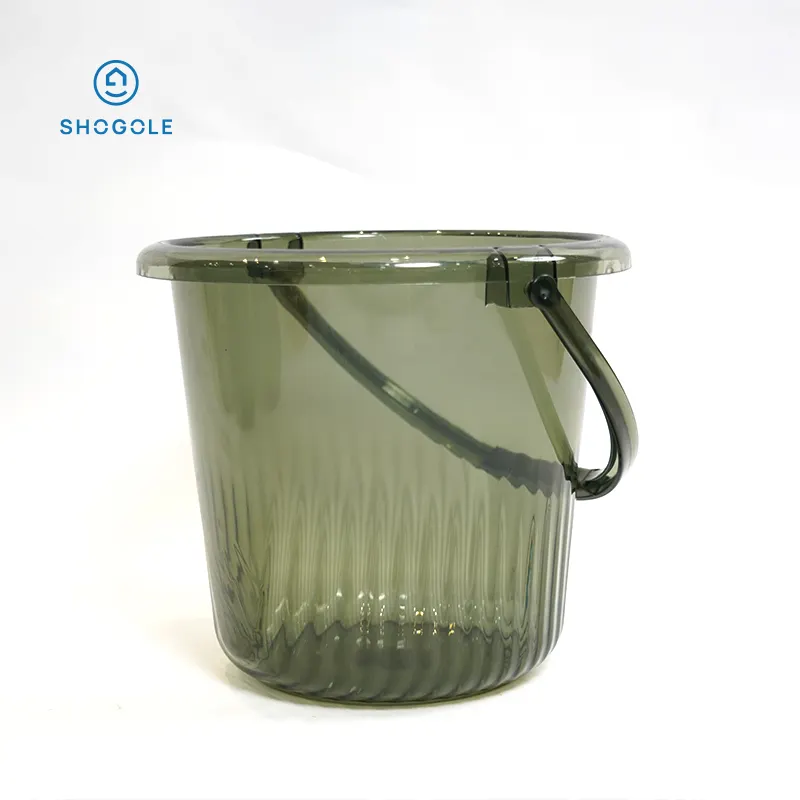SHOGOLE ember air transparan Pp bergaya transparan ember air plastik transparan hijau zamrud, dibuat hewan peliharaan