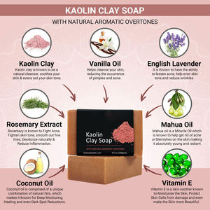 Savon en barre d'argile de <span class=keywords><strong>kaolin</strong></span> pressé à froid bio fait à la main pour une exfoliation en profondeur détoxifiant la régulation du sébum - Product Image 3