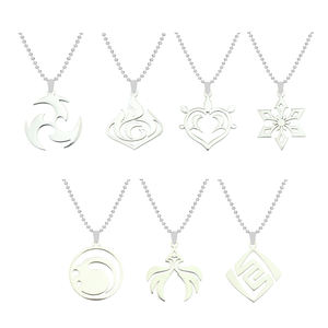 Collier pendentif en acier inoxydable Genshin Impact Vision, œil de Dieu, Pyro, Cryo, Electro, Dendro, Geo, Anemo, Hydro, collier ras du cou - Product Image 1