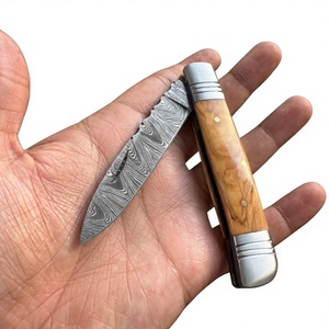 Couteau pliant de poche en acier Damas, manche en bois, haute qualité, multifonctionnel, qualité industrielle OEM, garantie 3 ans, pour détaillants, 59-60HRC - Product Image 2
