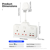Adaptateur de prise cubique britannique 3 broches, 1 vers 3 voies avec USB-C et 2 USB-A, 13A 250V, en cuivre pur, ignifuge