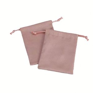 Custom pink Microfiber Velvet <b>Drawstring</b> Pouch Jewelry Storage Hot Stamping logo Small Luxury Gift Wedding Favor Packaging - Product Image 1