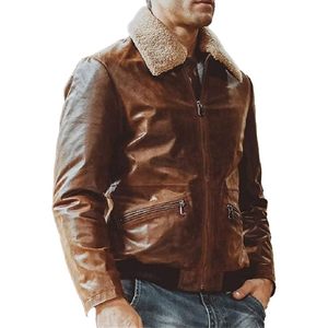 Chaqueta de Cuero Clásica de Aviador A2 Personalizada para Hombre con Cuello de Piel, Chaqueta de Invierno Estilo Motero a Prueba de Viento - Product Image 1