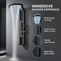 Panneau de douche pluie rond noir multifonction en acier inoxydable avec douchette à main – Système de douche pour salle de bain – Fournisseur en gros