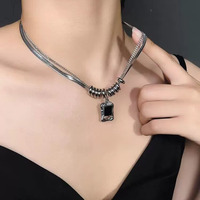 Collier en chaîne en acier inoxydable avec nœud en bambou pour femmes, pendentif en zircon, plaqué or 18 carats, bijoux de luxe légers