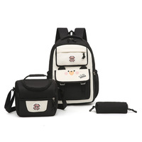 Nouveau sac à dos multifonctionnel 3-en-1 en polyester, design anime cartoon, grande capacité, léger, sac à lunch pour collège
