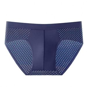 OEM <b>Men's</b> Breathable Ice Silk Boxer Shorts Sexy Transparent Brief <b>Pouch</b> with Seamless Waist Logo Karoen Fabric Underwear - Product Image 1