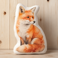 Coussin en peluche renard découpé sur mesure OEM, en coton PP doux certifié, impression photo vif, unisexe, cadeau en gros