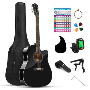 <span class=keywords><strong>Guitarra</strong></span> Acústica de 41 Pulgadas al por Mayor, Kit de Iniciación para Principiantes, <span class=keywords><strong>Guitarra</strong></span> Acústica de Tamaño Completo con Funda, Afinador y Capo para Adultos y Adolescentes - Product Image 1