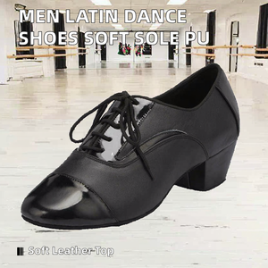 Chaussures de claquettes Baifa Danzo pour hommes en cuir verni noir, à lacets, avec talon moyen, haute qualité, faible MOQ, OEM, ODM, DDP - Product Image 2