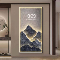 Reloj Electrónico LED Art Deco de Gran Tamaño, Decoración de Pared para Entrada o Porche, Pintura en Porcelana de Cristal, Venta Caliente