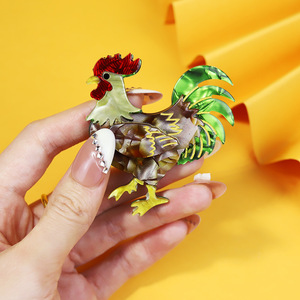 Moda artesanal jóias acrílico Animal broche galo Cartoon vestuário acessórios broche - Product Image 2