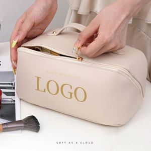 Nouvelle Trousse de Toilette et Maquillage de Luxe en Cuir Véritable Beige Grande Capacité pour Femme - Product Image 6