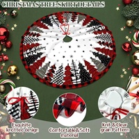 Jupe de sapin de Noël à carreaux Buffalo, style ferme, 122 cm, rouge et noir, mélange de coton, décoration de Noël pour la maison