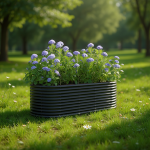 แปลงปลูกผักยกพื้นเหล็กเคลือบผงสีแอนทราไซต์ สำหรับใช้ในบ้านสมัยใหม่ - Product Image 2