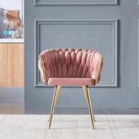 Chaises de salle à manger nordiques modernes et contemporaines en velours et métal doré avec dossier, pour restaurants commerciaux, hôtels et ateliers