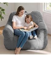 Fauteuil pouf en peluche douce avec rembourrage en mousse à mémoire de forme, design moderne pour adultes et enfants - Un siège avec accoudoirs pour salon