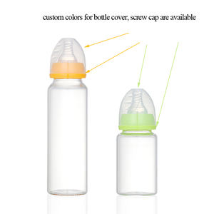 Nouveau Transparent 240ml & 120ml avec couvercle et sucette Anti <span class=keywords><strong>Colique</strong></span> Standard cou bouche bébé lait verre biberon - Product Image 4