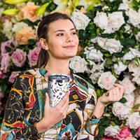 Tumbler dengan Tutup dan Sedotan, Mug Kopi Motif Bunga, Mug Perjalanan Berinsulasi Vakum Dinding Ganda, Dapat Digunakan Kembali