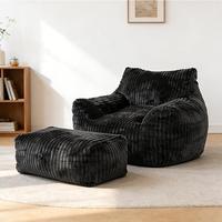 Fauteuil pouf géant confortable gris foncé pour adultes, idéal pour la lecture dans le dortoir ou le salon, rembourré en mousse écologique, emballé sous vide avec ottoman
